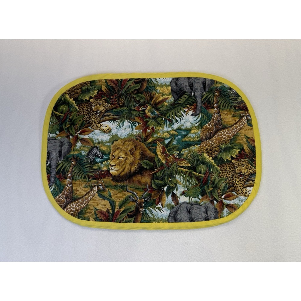 Set of 6 Safari Table Setting Placemats African Wildlife Lion Quilted